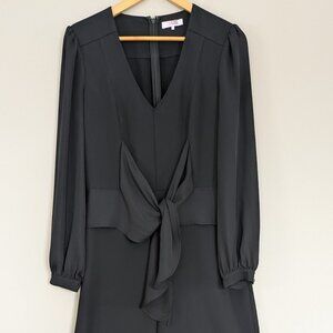 'Parker' Black Long Sleeve Wide Leg Crop Jumpsuit with Tie Front Women's Size 8